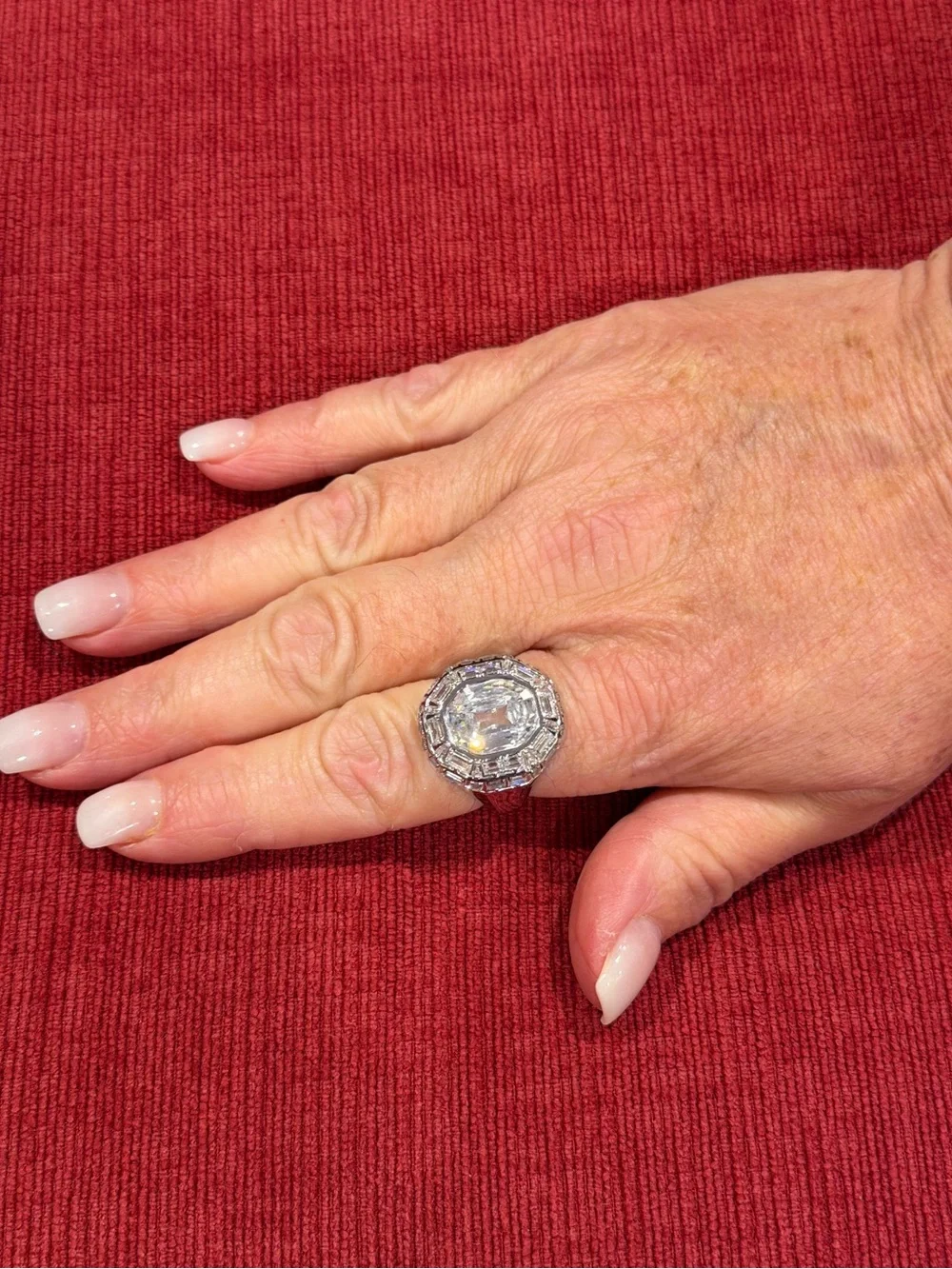 Sterling Silver Halo Cocktail Ring with Clear Center Stone